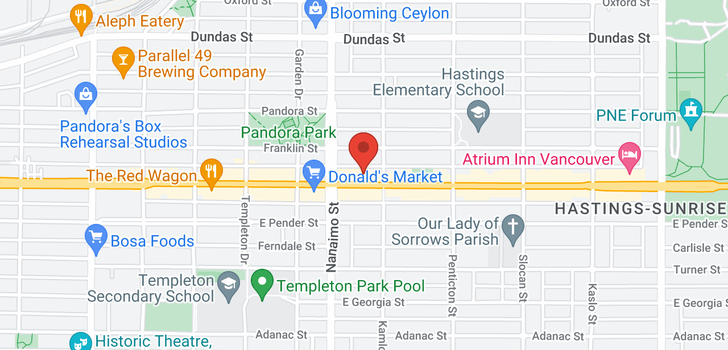 map of 2463 E HASTINGS STREET